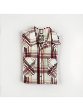 RUEHL NO 925 MENS WESTERN COWBOY BUTTON SHIRT SMALL RED WHITE PATTERN VGC